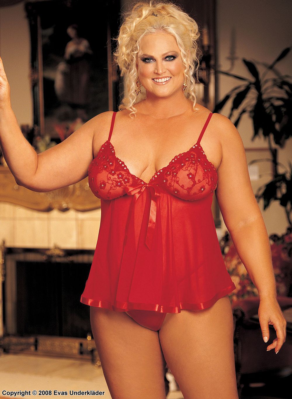 Baby doll med paljetter, plus size